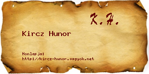 Kircz Hunor névjegykártya